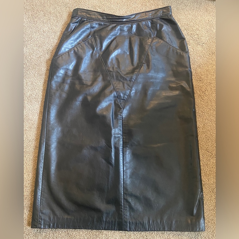 Vintage Ada Leather Skirt - Size tag 11-12 fits like Size 6-8